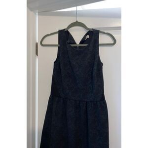 Maison Jules Navy Black Lace Overlay A-Line Dress Sleeveless XS